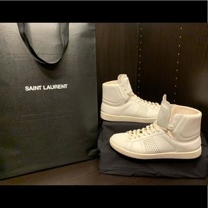 Authentic Ysl Saint Laurent Leather HiTop Sneakers